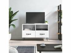 Meuble tv contemporain | banc tv armoire tv | blanc 80x36x50 cm bois d'ingénierie meuble pro frco25774