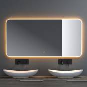 Miroir de salle de bains lumineux glace avec éclairage led luz et interrupteur tactile 140x70 cm - Transparent - Sogood