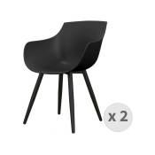 Moloo - YANICE-Chaise Coque noire, pieds métal noir (x2) - Noir