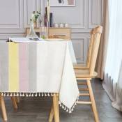 Nappe Lin Coton Rectangulaire Table Cloth Linen 140x220 cm Elegant Tablecloth Rectangle pour Maison Salle à Manger Table de Cuisine Decoration