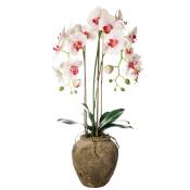 Orchidée en pot artificielle blanche et rose H81
