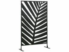 Panneau décoratif extérieur métal - brise vue motif feuilles - visserie incluse - dim. 122l x 45l x 198h cm - acier thermolaqué noir