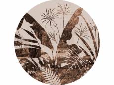 Papier peint panoramique rond adhésif feuilles marron et beige - 601150 - ø 140 cm 601150
