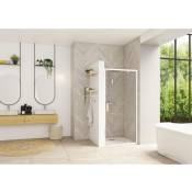 Porte de douche porte pivotante SMART Design largeur 90 cm hauteur 2,05m profilé blanc verre 6mm anti calcaire transparent