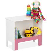 Relaxdays Étagère pour enfants, 1 compartiment, HxLxP : 40,5x48x24 cm, livres et jouets, petite bibliothèque, blanc-rose