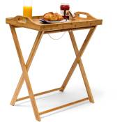Relaxdays - Table d'appoint pliante, avec tablette, table de salon basse, en bambou, h x l x p : 63,5 x 55 x 35 cm, nature