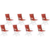 Set de 8 Coussins d'Assise en Tissu Polyester Rouge