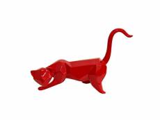 Statue chat géométrique et cubique rouge l43 cm -
