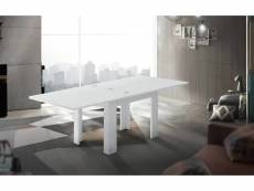 Table à manger avec ouverture pour livre, made in italy, console de cuisine auxiliaire, table extensible, 90x90h75 cm, couleur blanc brillant 80527738