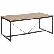 Table à manger, pieds de table en métal et plateau en bois, H90 x P75 x L180cm -PEGANE-