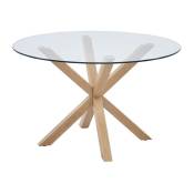 Table à manger ronde alex, ø120cm - verre et métal-