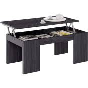 Table Basse à Plateau Relevable coloris gris cendre - Longueur 100 x Largeur 50 x Hauteur 43-55 cm