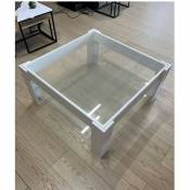 Table basse blanche Homy avec double plateau en verre