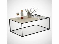 Table basse conalo l95xp55cm métal noir et bois chêne clair
