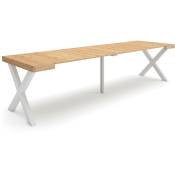 Table console extensible, Console meuble, 300, Pour 14 personnes, Pieds bois massif, Style moderne, Chêne - Skraut Home