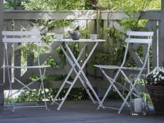 Table et 2 chaises de jardin en acier blanc fiori 32798
