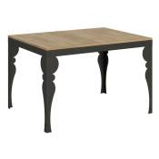 Table extensible 6 à 10 places l 120 à 224cm bois naturel et pieds gris foncé Patone
