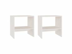 Tables de chevet 2 pcs blanc 40x30,5x40 cm bois de pin massif