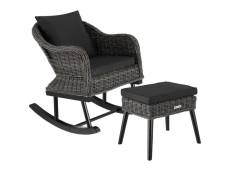 Tectake fauteuil à bascule en rotin rovigo avec repose-pieds vibo - gris 404834