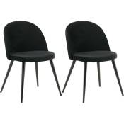 Venture Home - Chaise en velours avec pieds en acier Velvet (Lot de 2) - Noir
