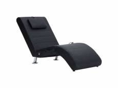 Vidaxl chaise longue de massage avec oreiller noir similicuir 281284