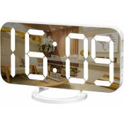 Xinuy - Réveil numérique, grand écran led miroir avec chargeur usb, fonction Snooze, mode dim, support mural à côté de l'horloge de bureau de la