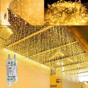 15m Rideau Lumineux led Chaîne de Pluie Transparente 8 Modes d'éclairage 600 led Décoration de Fête de Noël Esthétique pour Fenêtre Chambre Mur de