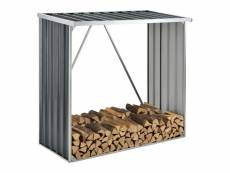 Abri-bûches couvert solide support pour bois de chauffage robuste range-bûches pour stockage extérieur du bois en acier galvanisé 156 x 80 x 152 cm gr