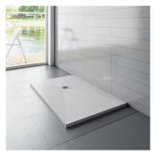 Aica Sanitaire - aica receveur de douche 140x90cm Rectangulaire Extra plat Blanc antiderapant avec une grille en Inox