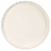 Assiette plate en céramique blanche motifs mouchetés multicolores