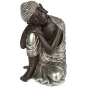 Atmosphera - Objet décoratif Bouddha marron et argenté h 36.5 cm Marron