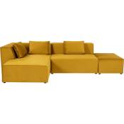 Canapé d'angle gauche 4 places en velours jaune