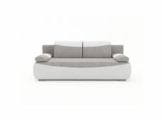 Canapé en lit convertible avec coffre de rangement - en tissu - salon & séjour - 205x93x84 cm - deny - gris + blanc (gordon 91 + madryt 120)