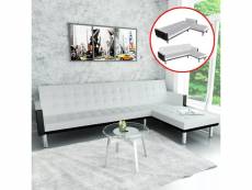 Canapé-lit astucieux d'angle cuir synthétique blanc