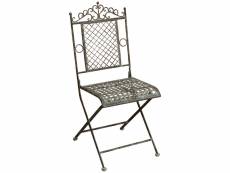 Chaise en fer forgé Chaise pliante de salle à manger de jardin d'extérieur fini rouille antique 96x49x41 cm F0765