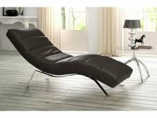 Chaise longue réglable en cuir italien de luxe, réglable multipositions, sweet, chocolat