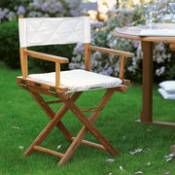 Chaise pliant Ginger / Teck & toile - Coussin - Unopiu blanc en tissu