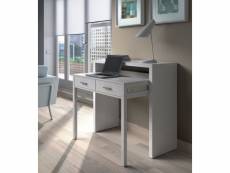 Dmora bureau console extensible avec deux tiroirs, couleur blanche, 87,5 x 98,5 x 36 cm (extensible jusqu'à 66 cm lorsqu'il est ouvert). 8052773326803