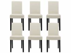 [en.casa] 6 chaises rembourrées (crème - ivoire) (de qualité supérieure) avec pieds en bois massif / housse en cuir synthétique / élégants /