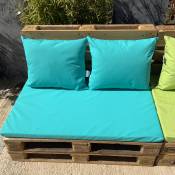 Ensemble de coussins palette en tissus téflon supérieur - Turquoise - 80 x 120 x 10 cm