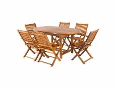 Ensemble de teck,table ovale 160 extensible 210cmx90cmx77cm et 6 chaises pliantes K91476037
