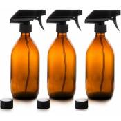 Flacons pulvérisateur - En verre - Ambré - Premium - 500 ml avec gachette de pulvérisation fine Flacons réutilisables - Lot de 3