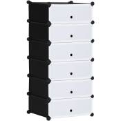 Homcom - Meuble de rangement à chaussures modulable 6 casiers rectangulaires empilables - noir et blanc - Noir