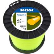 KOX - ProLine Fil rond pour débroussailleuse 4,0 mm de diamètre, 141 m de longueur - Jaune fluo