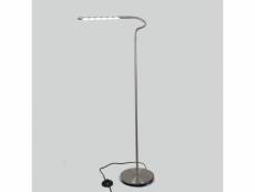 Lampadaire à tête flexible - éclairage par 6 led blanches - nickel gris satiné - modèle rammo