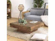 Leonce - table basse carrée bois massif marron