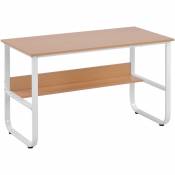 Livehouse - Bureau, table d'ordinateur avec étagère, table de bureau en forme de u pour bureau à domicile, table pc couleur bois, 120x60x73cm (LxlxH)