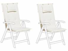 Lot de 2 coussins en tissu blanc cassé pour chaises de jardin toscana/java 190857