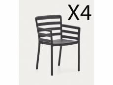 Lot de 4 chaises de jardin coloris noir - longueur 53 x profondeur 54 x hauteur 80 cm
