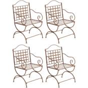 Lot de 4 chaises de jardin Lotta en fer avec accoudoirs Marron antique